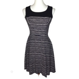 AB Studio Striped Fit and Flare Sleeveless Dress